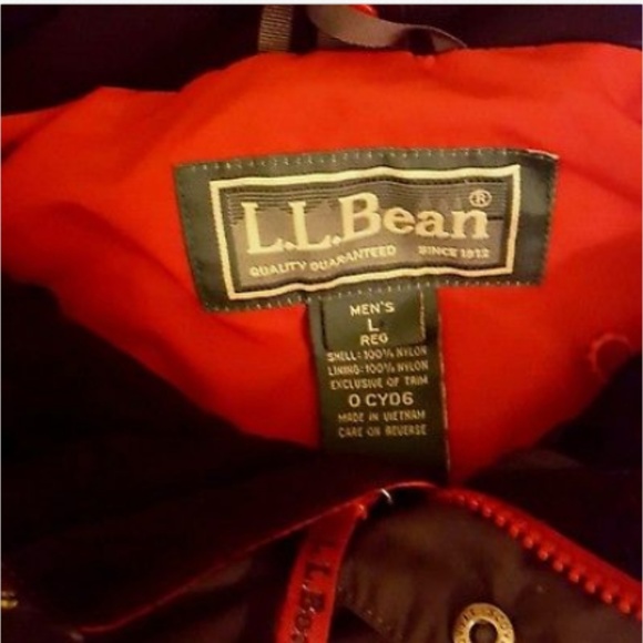 LL Bean Men's Large Jacket Black Red Windbreaker Ski Snow Utility Hood - Picture 4 of 8